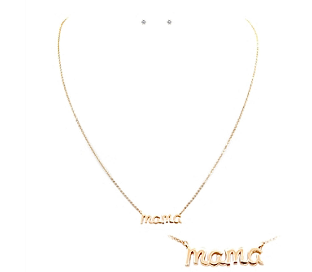 Gold Cursive Mama Necklace